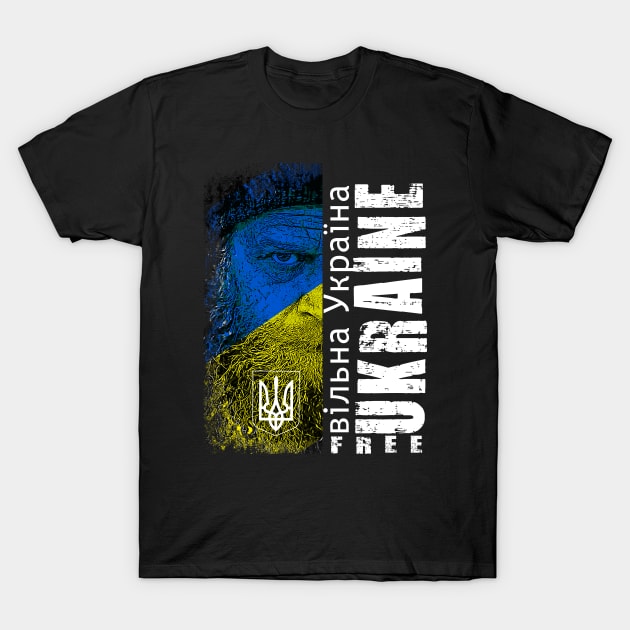 Ukrainian Flag Face Free Ukrainian вільна Україна Support T-Shirt by aeroloversclothing